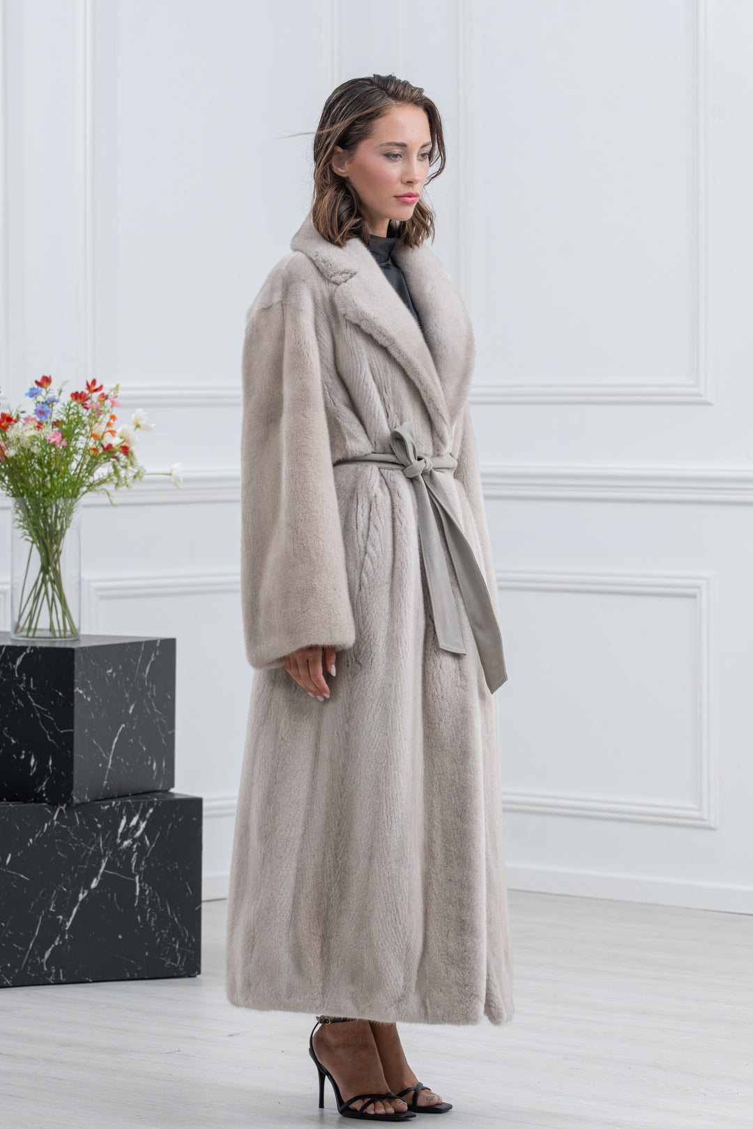 Pearl Blue Mink Fur Coat - Women&
