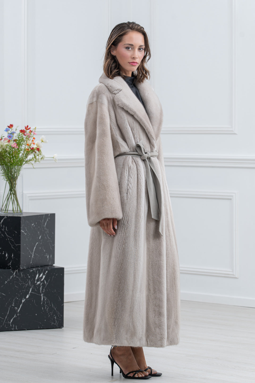 Pearl Blue Mink Fur Coat - Women&