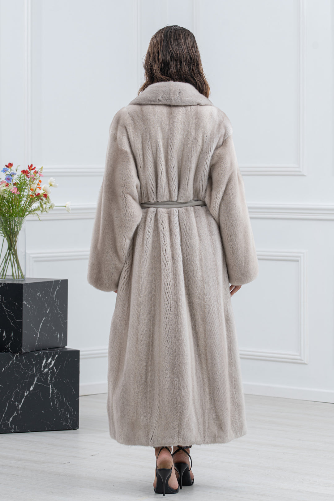 Pearl Blue Mink Fur Coat - Women&