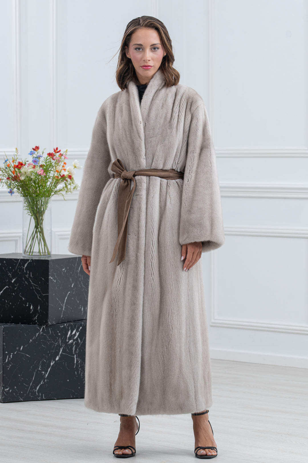 Pearl Blue Mink Fur Coat - Women&