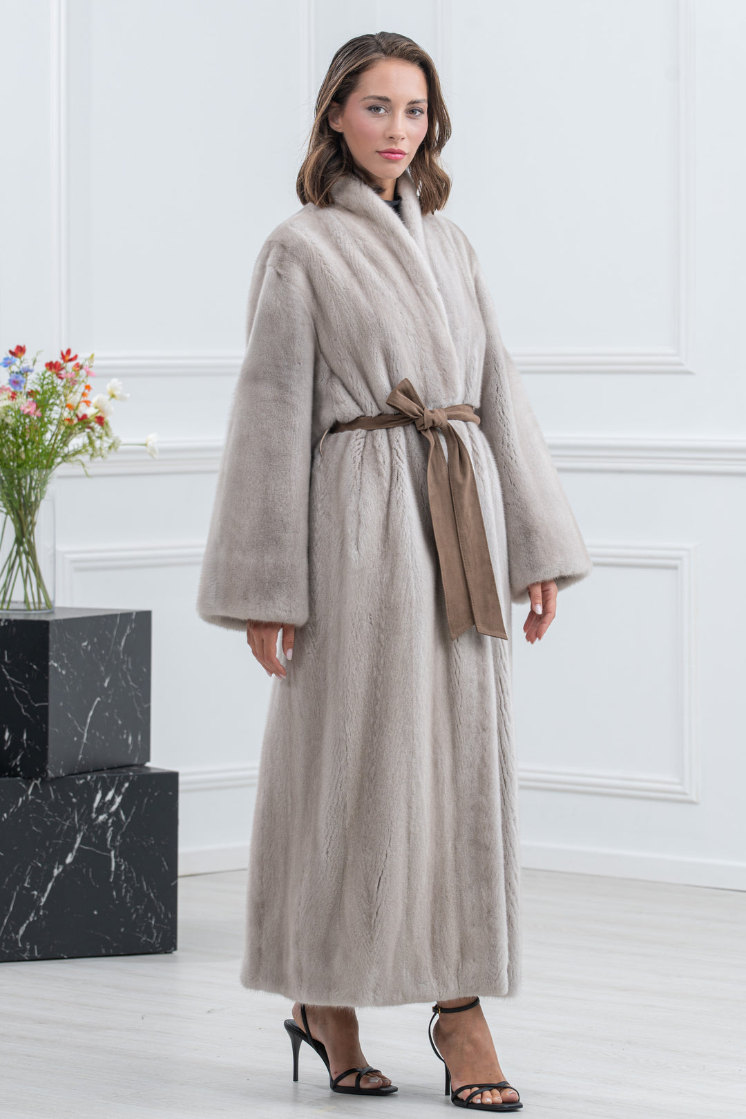 Pearl Blue Mink Fur Coat - Women&