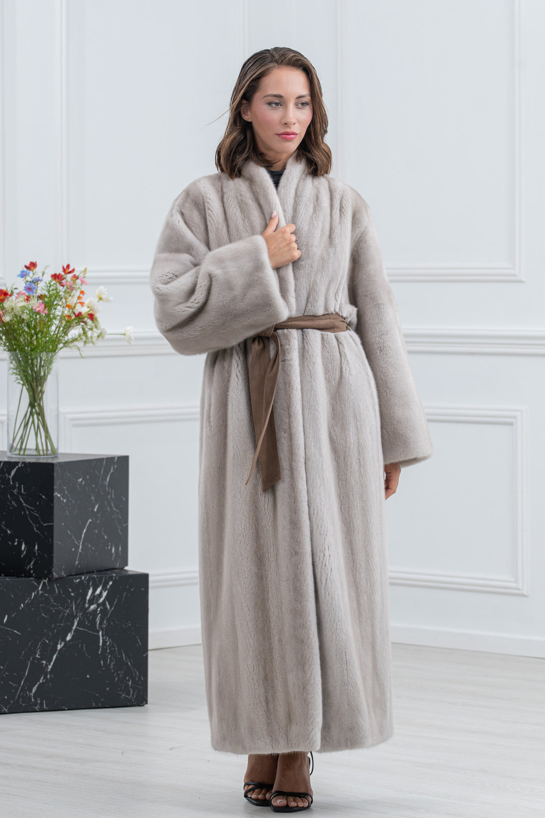 Pearl Blue Mink Fur Coat - Women&