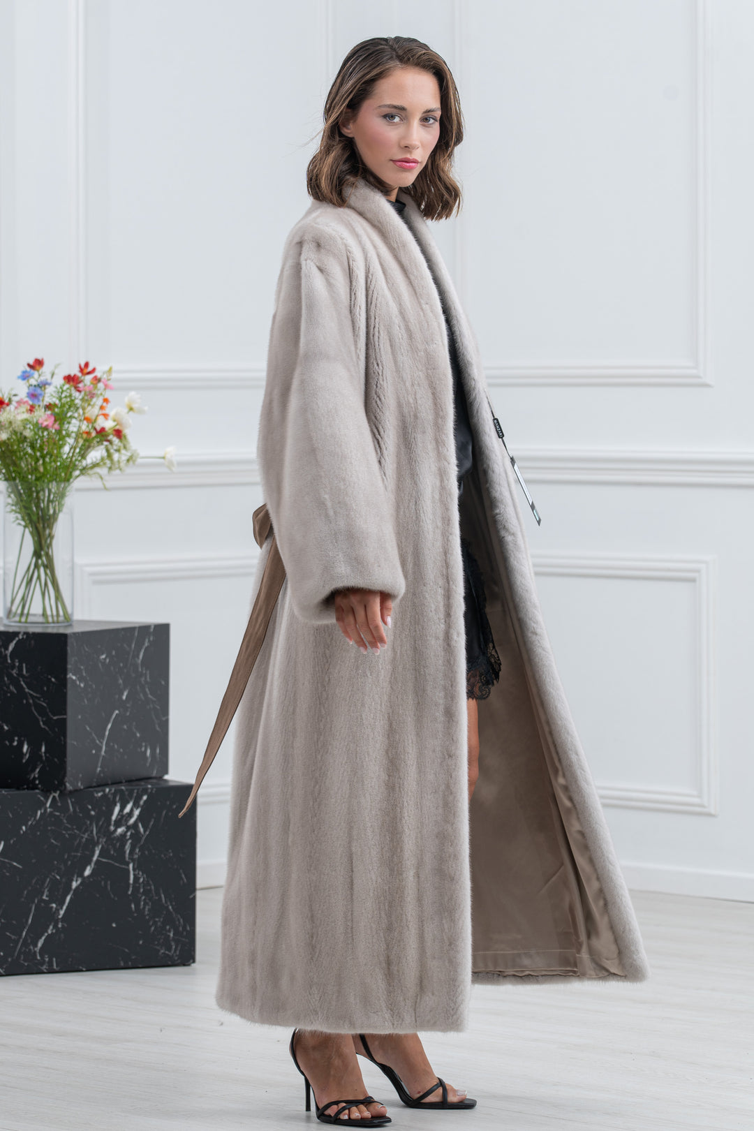 Pearl Blue Mink Fur Coat - Women&