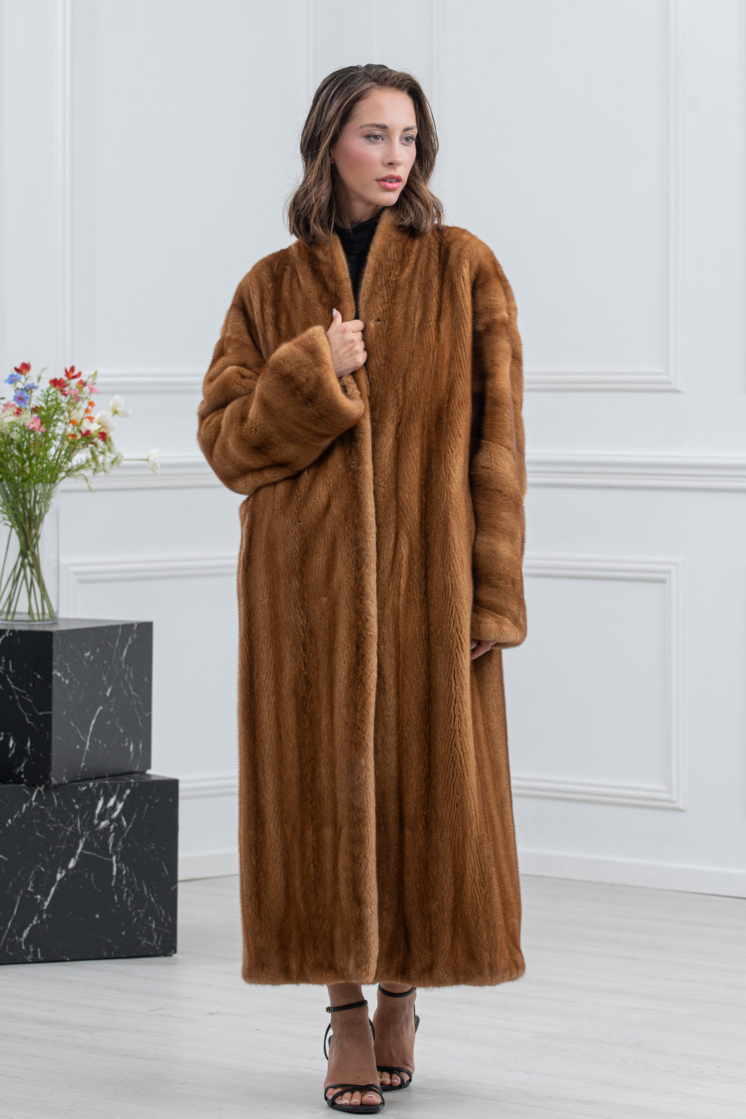 Gold Mink Fur Coat - Women&