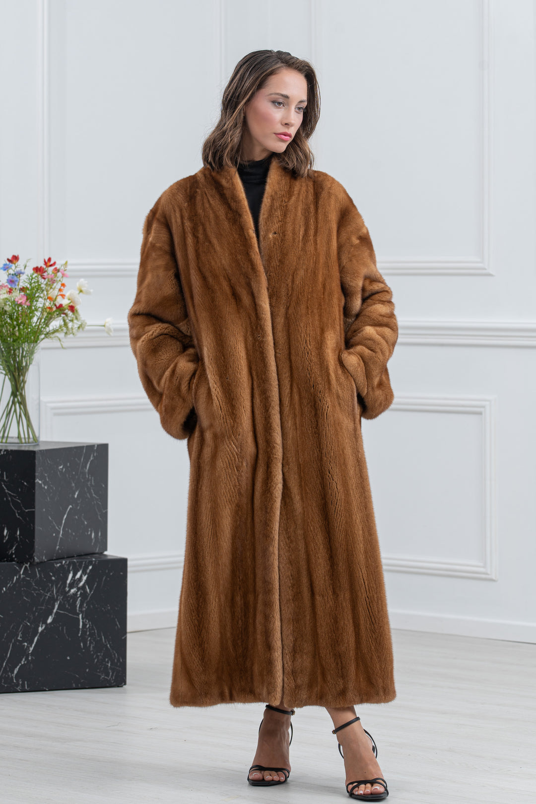 Gold Mink Fur Coat - Women&