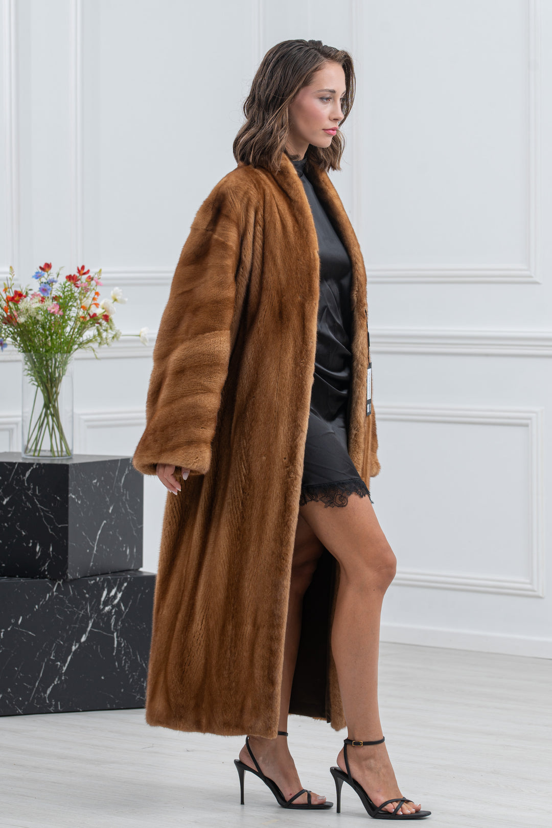 Gold Mink Fur Coat - Women&