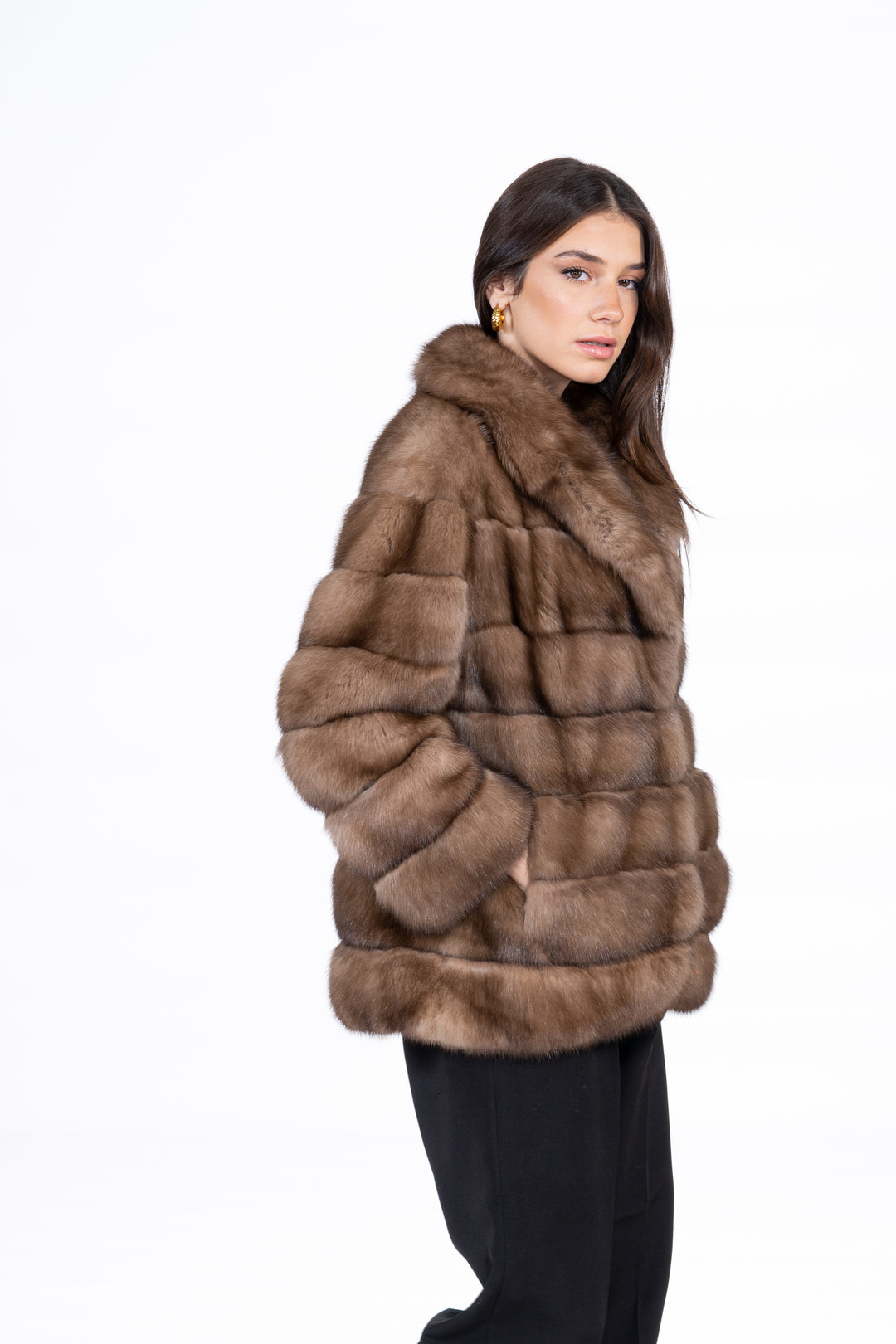 Premium Lavander Russian sable fur coat for winter fashion