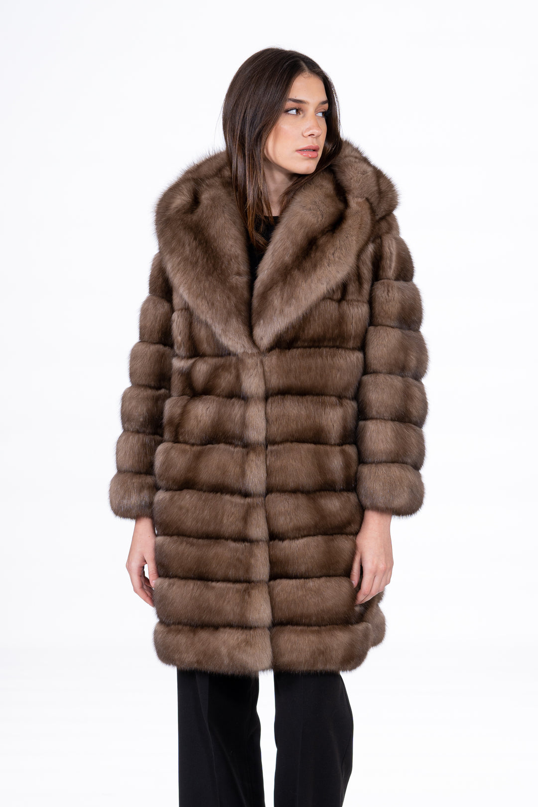 Premium Lavander Russian sable fur coat for winter fashion
