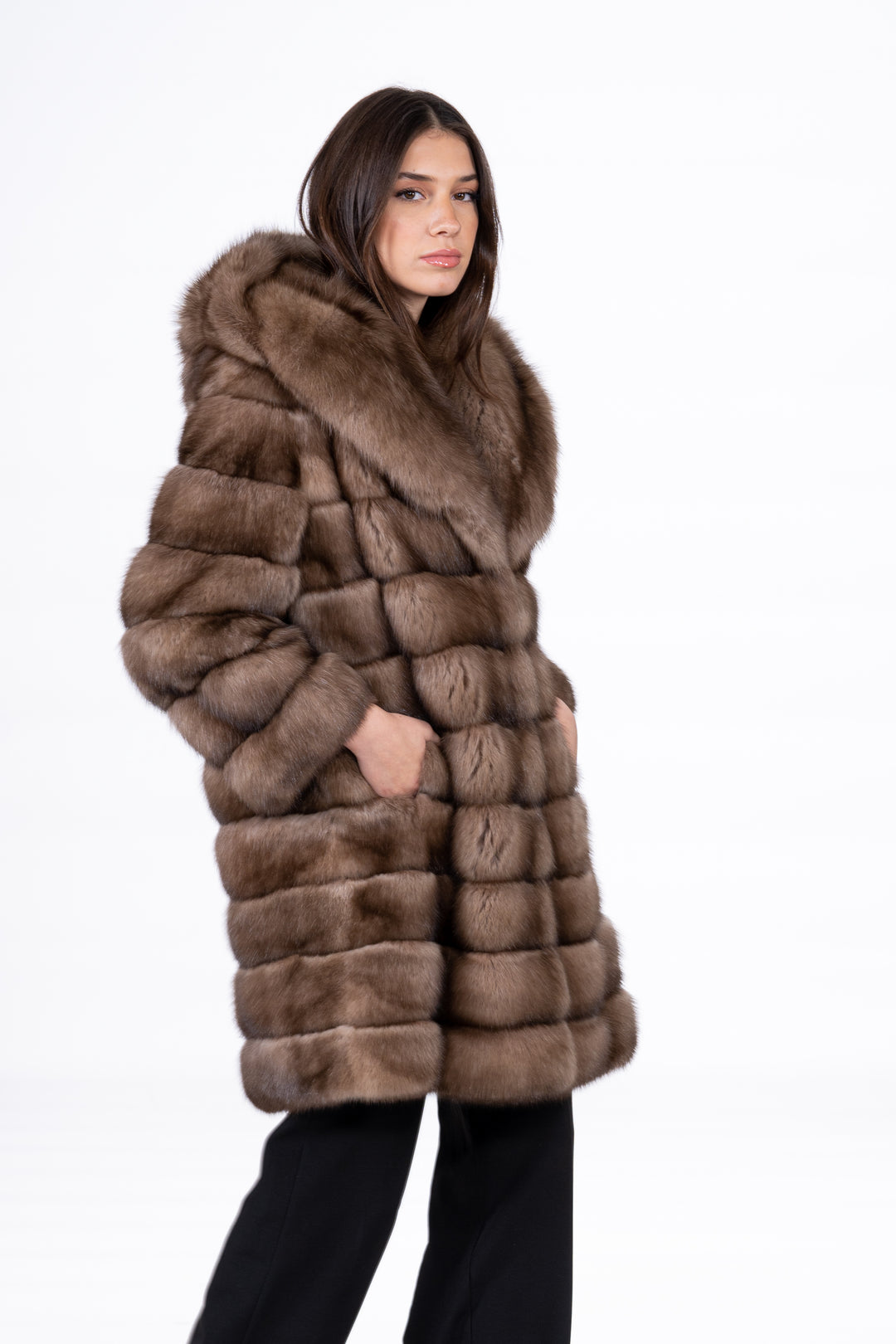 Premium Lavander Russian sable fur coat for winter fashion
