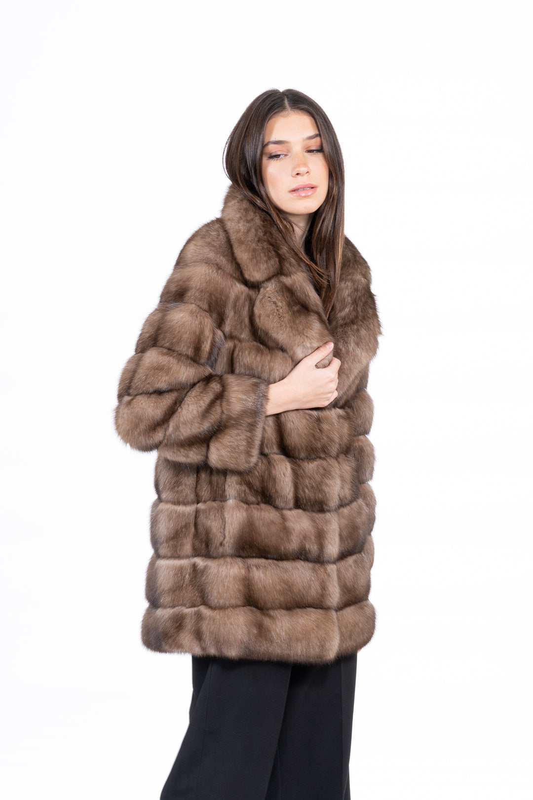 Manzari Gun Metal Russian sable fur coat for a timeless look