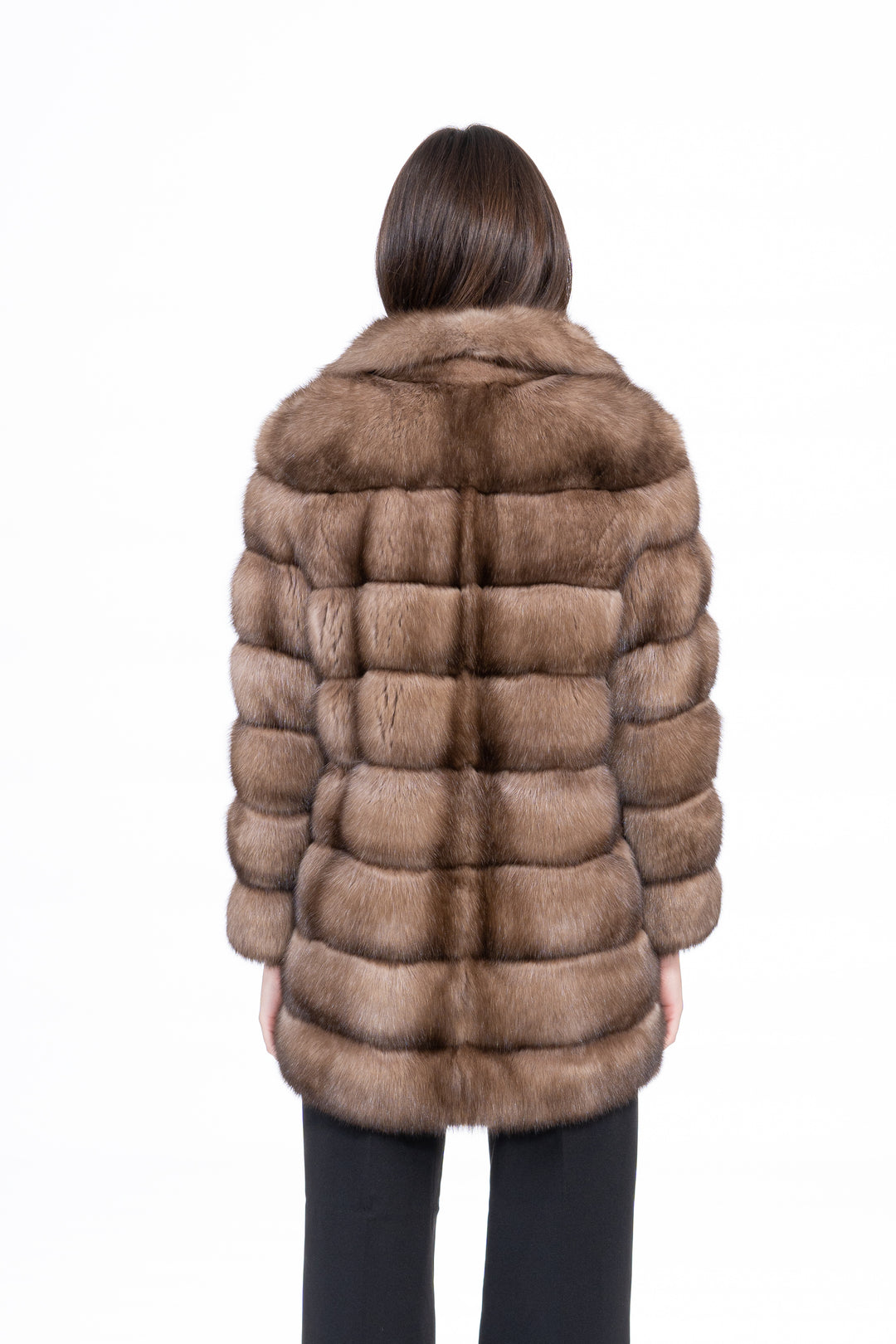 Premium Gun Metal Russian sable fur coat for winter fashion