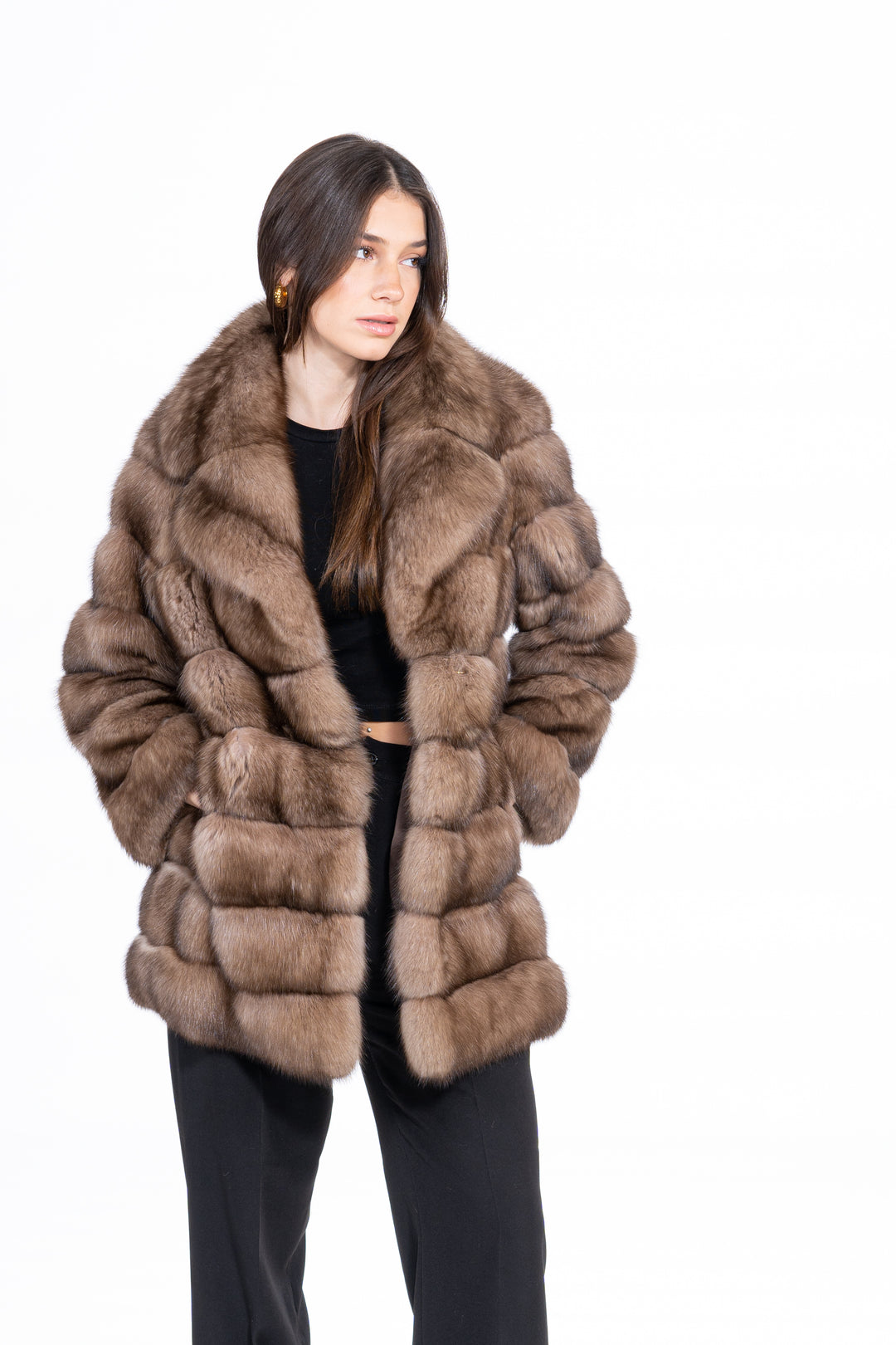 Elegant Gun Metal Russian sable fur coat by manzari