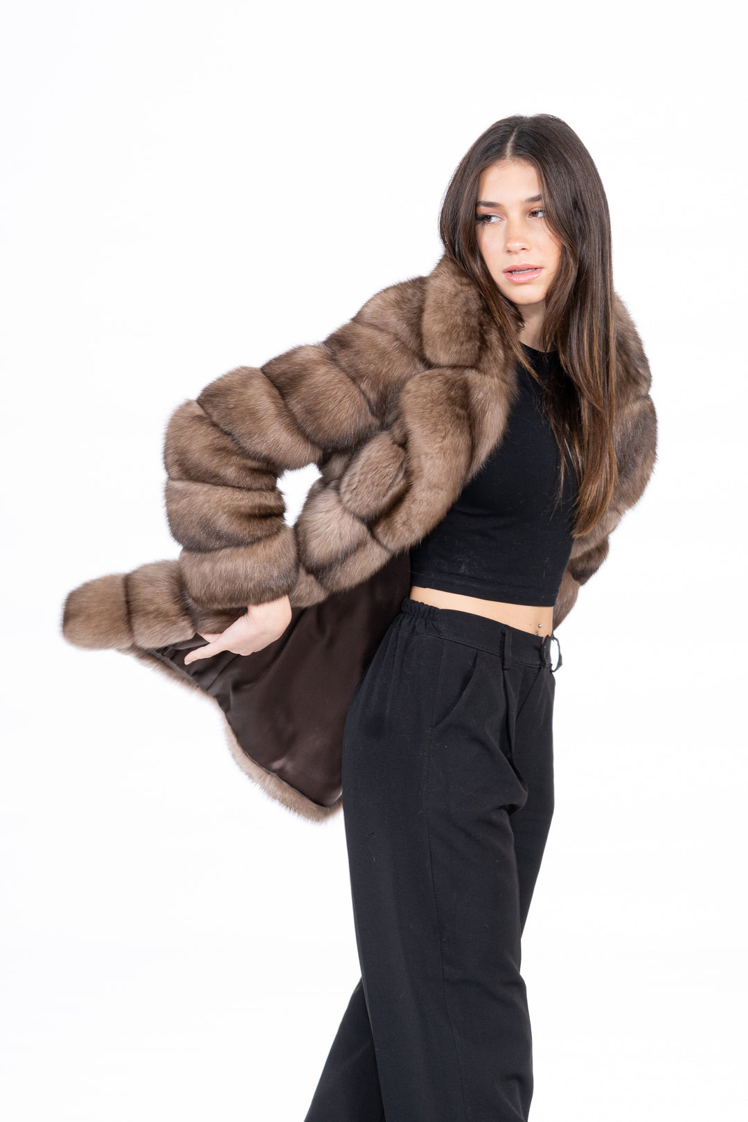 Sophisticated Gun Metal Russian sable fur coat for special occasions