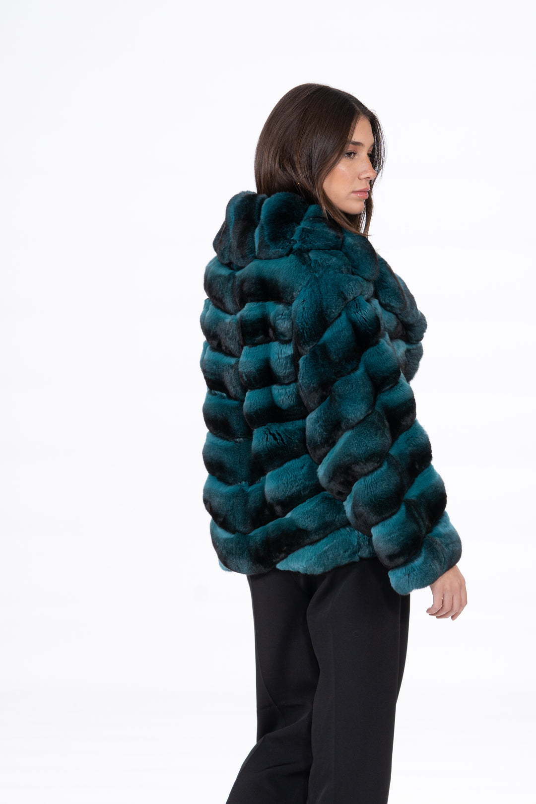 Elegant Green Chinchilla fur coat for a refined look
