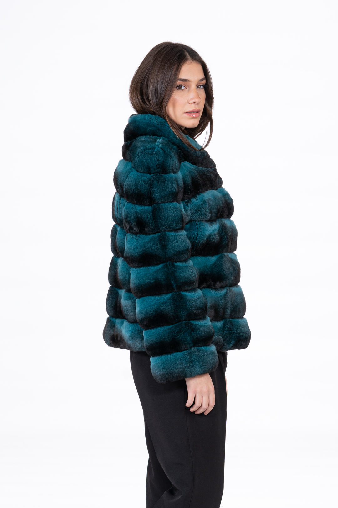 Premium Green Chinchilla fur coat for a sophisticated style by manzari
