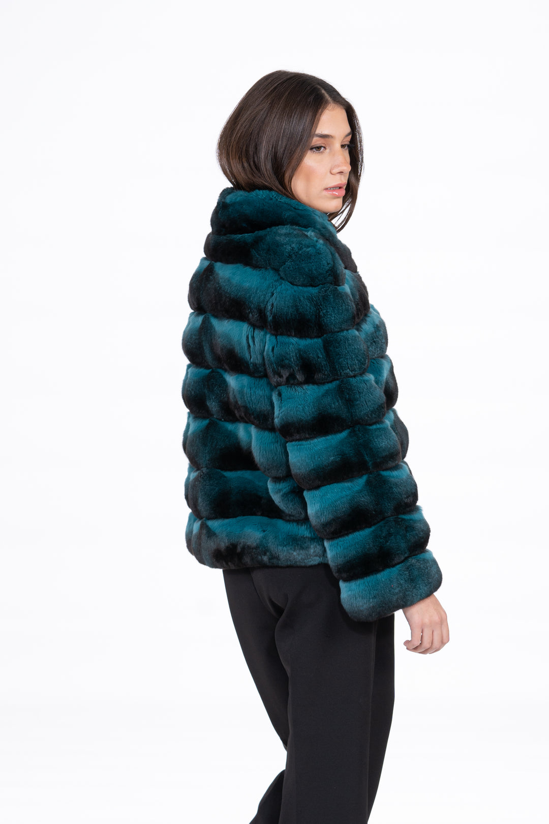 Elegant Green Chinchilla fur coat for a refined look