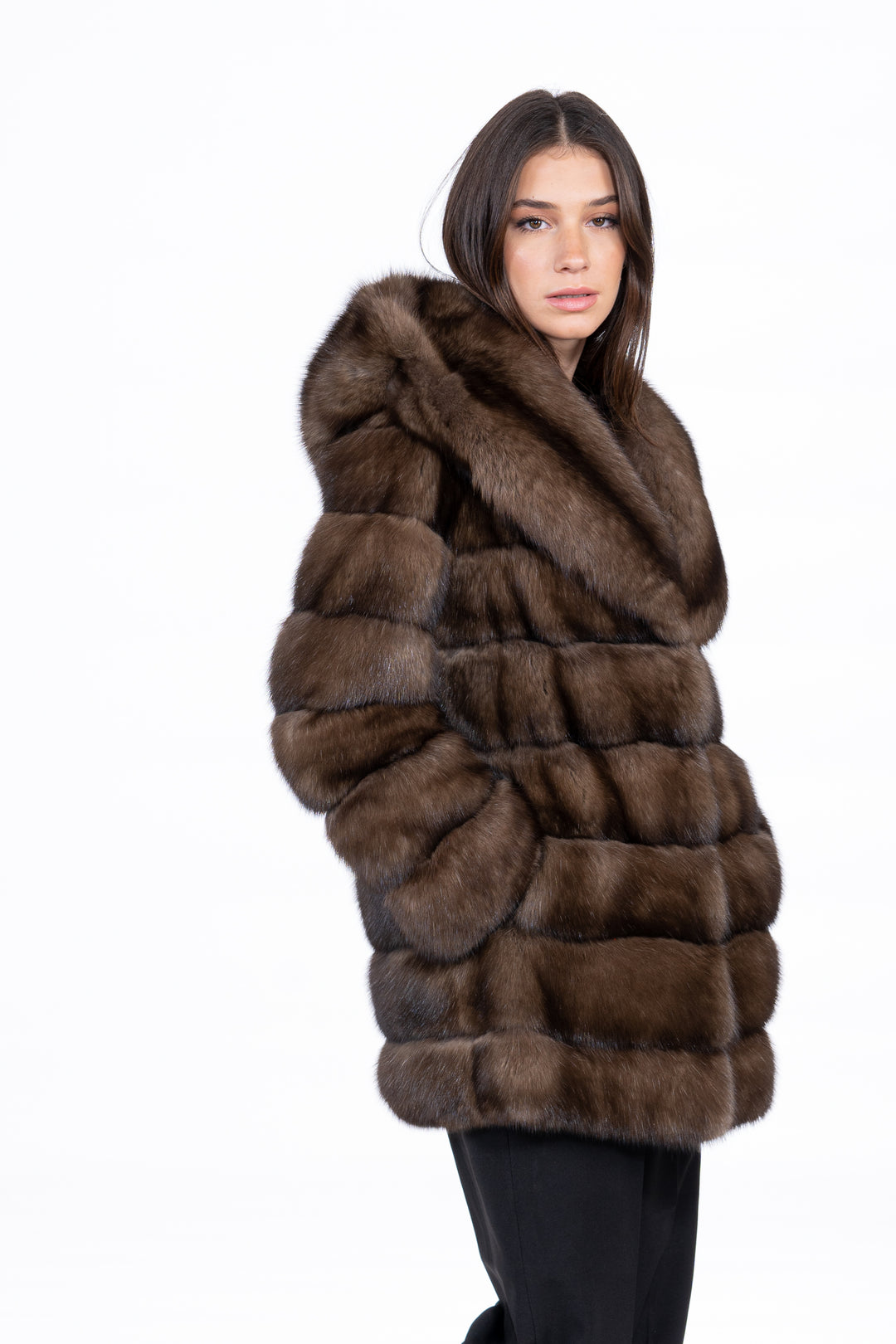 Manzari Gun Metal Russian sable fur coat for a timeless look