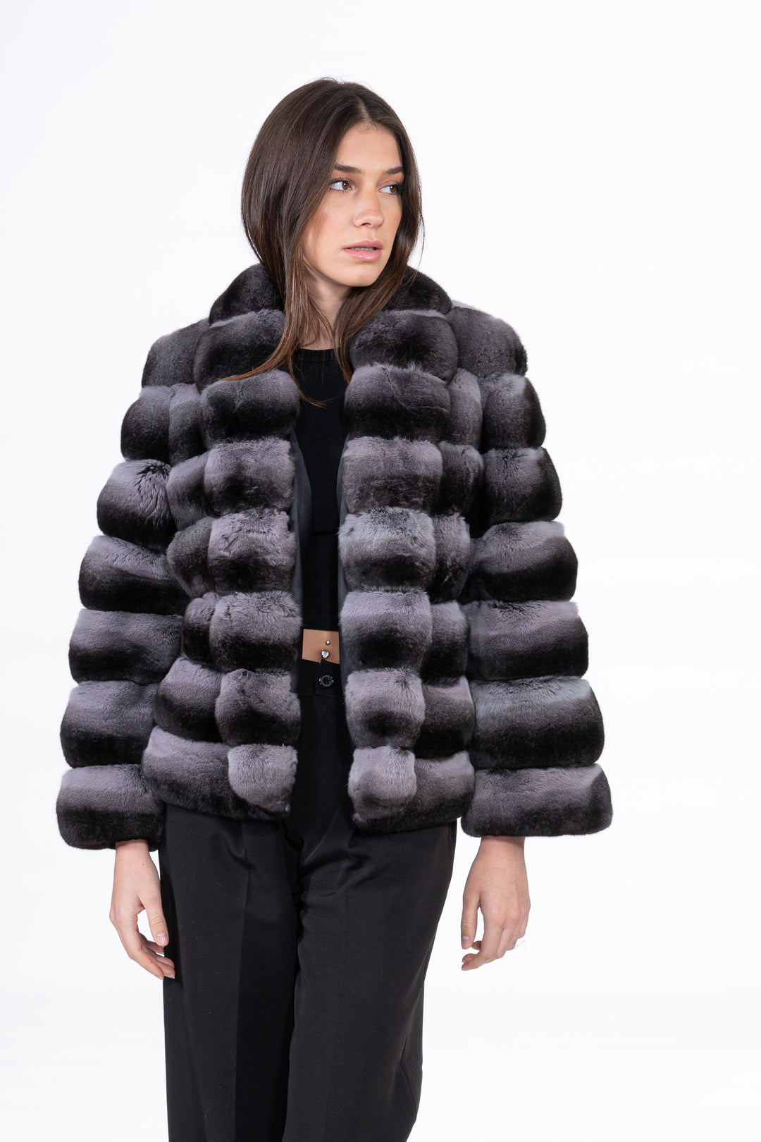 Soft and luxurious Ash Chinchilla fur coat by manzari