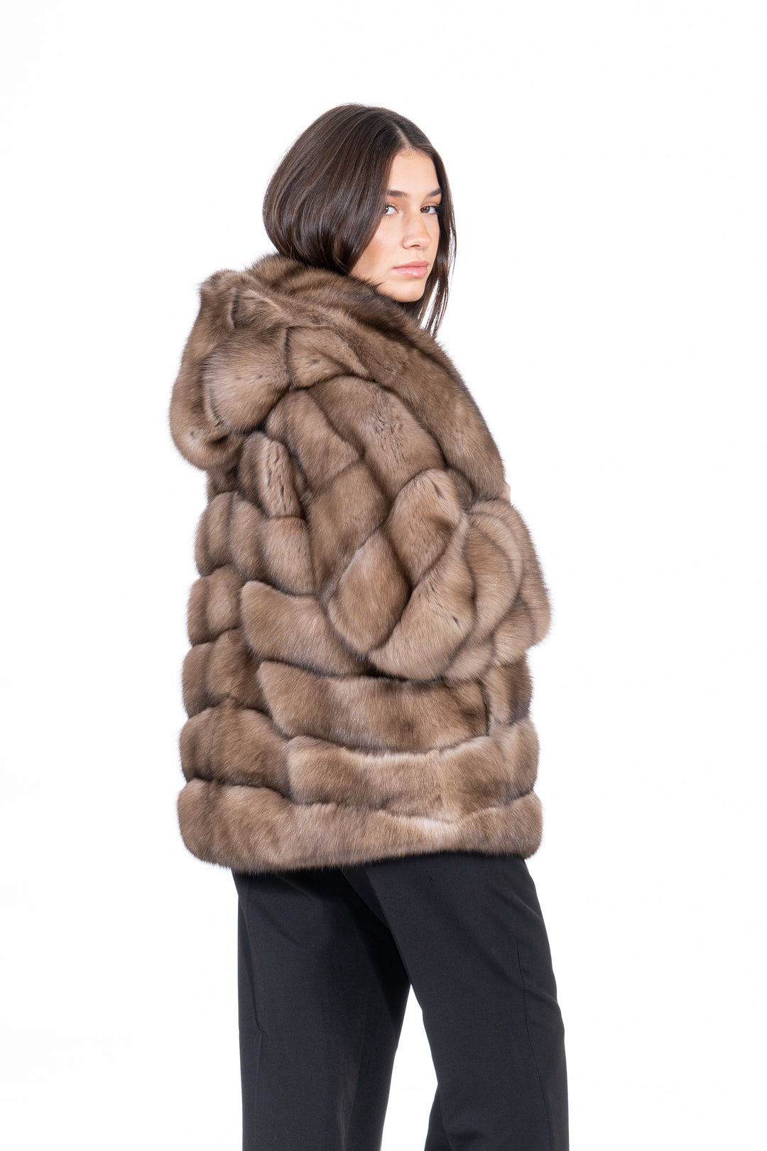 Premium Lavander Russian sable fur coat for winter fashion