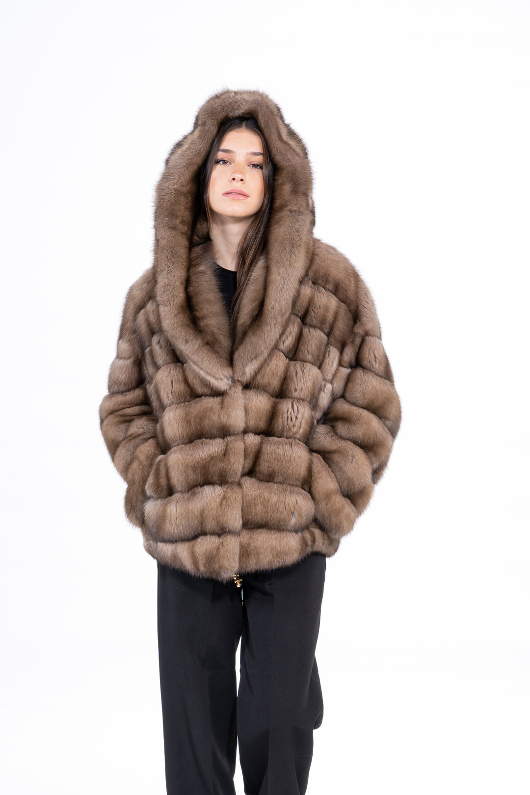 Premium Lavander Russian sable fur coat for winter fashion
