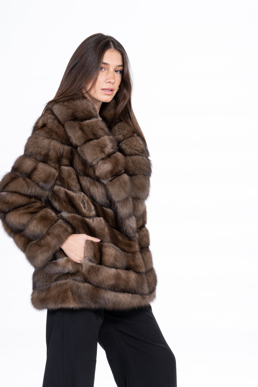 Manzari Platinum Russian sable fur coat with a modern design