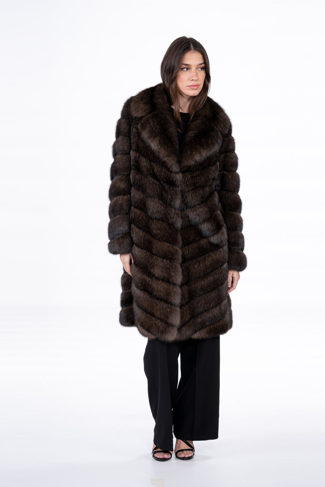 Sophisticated Silvery Russian sable fur coat for special occasions