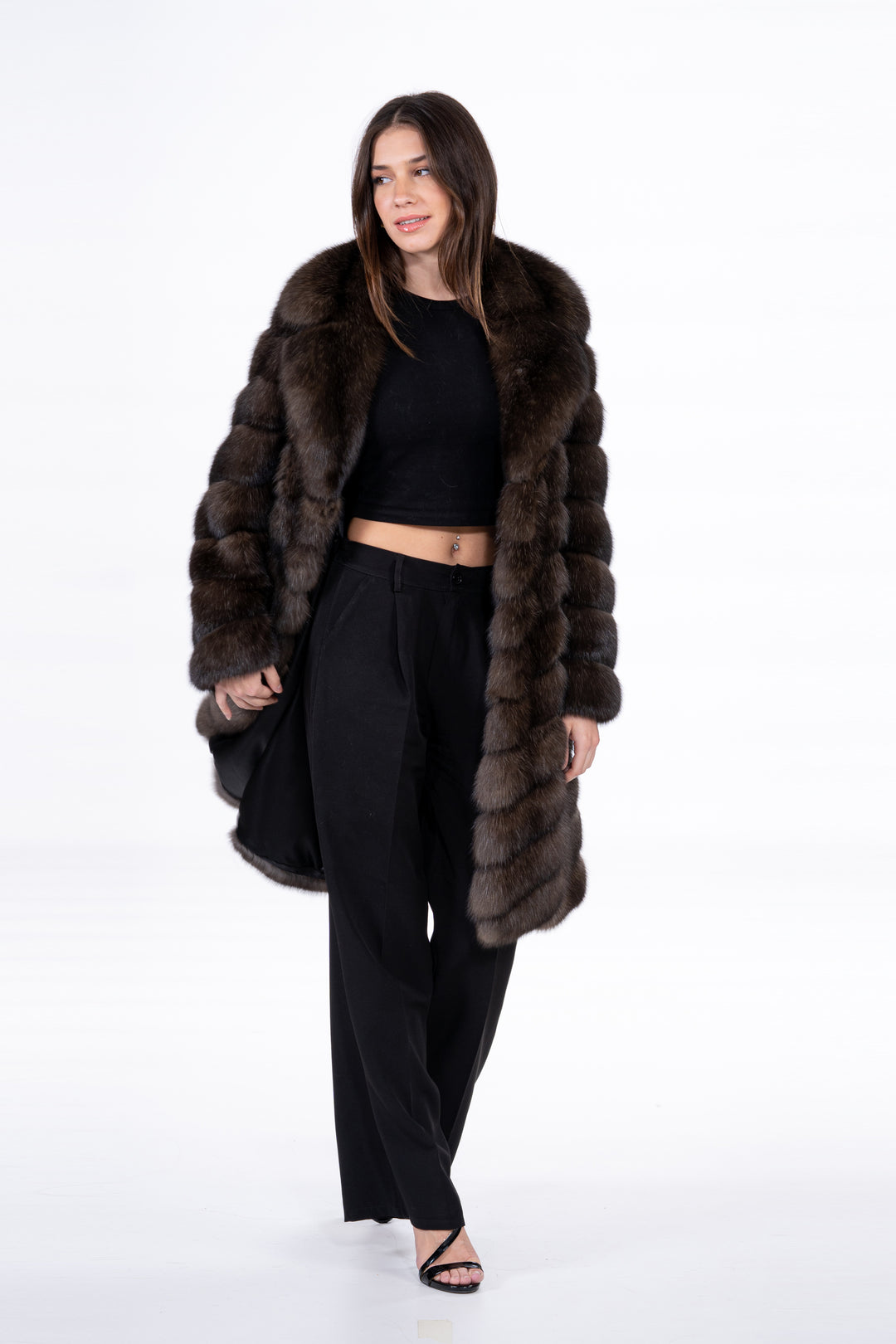 Manzari Silvery Russian sable fur coat for a timeless look