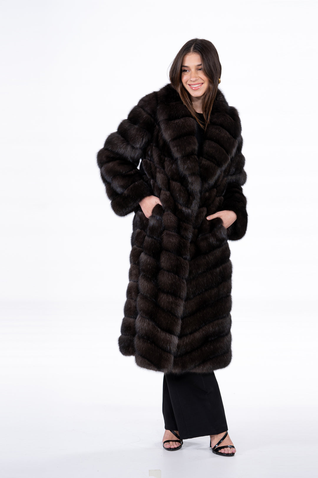 Premium Russian sable fur coat for winter fashion