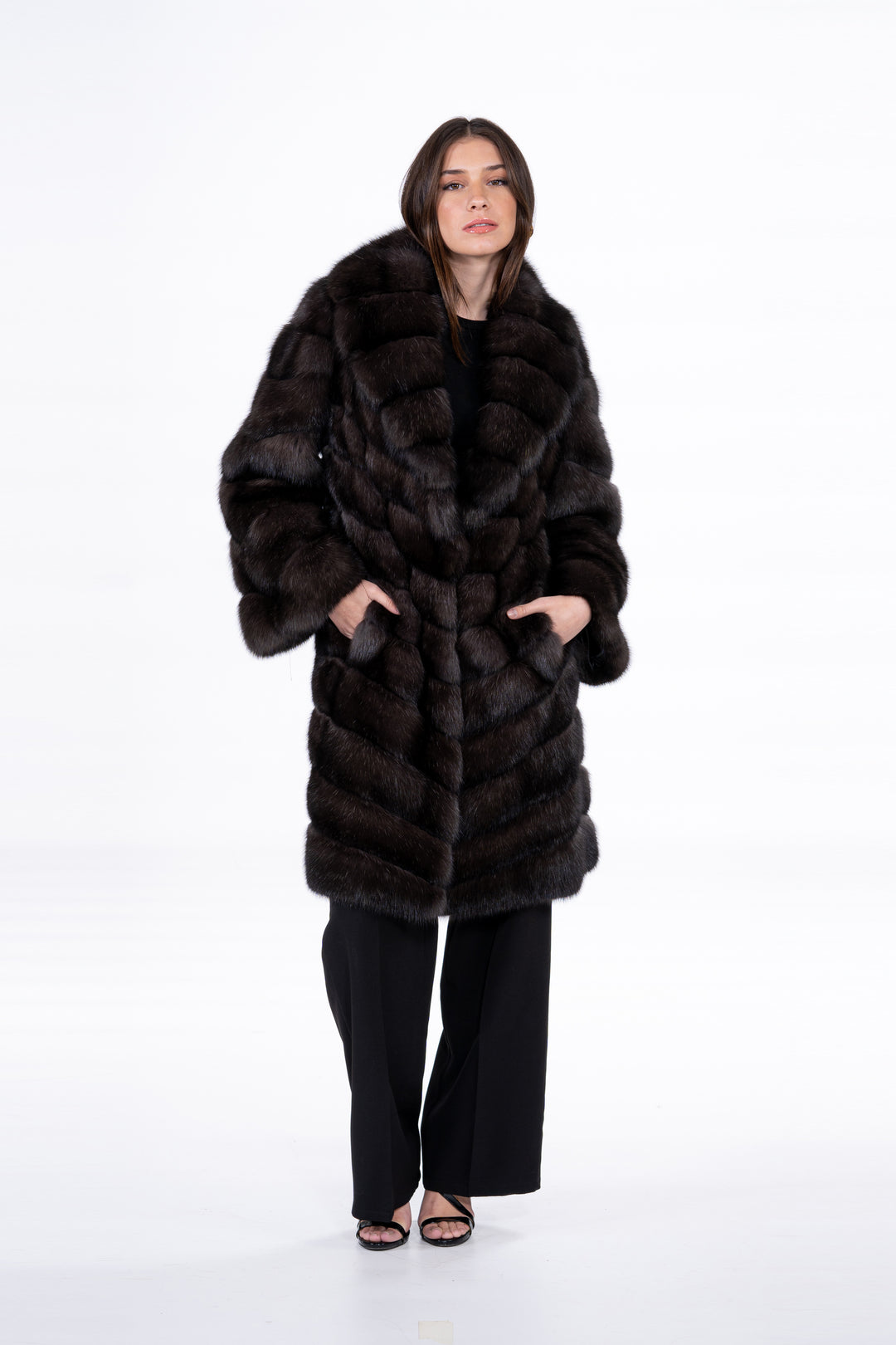 Sophisticated Carbonio Russian sable fur coat for special occasions