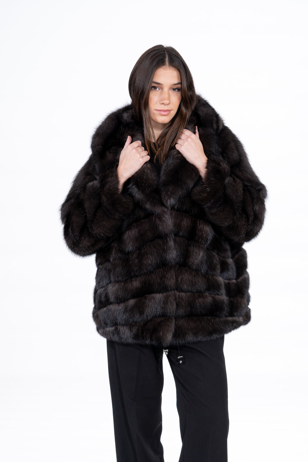 Premium Carbonio Russian sable fur coat for winter fashion