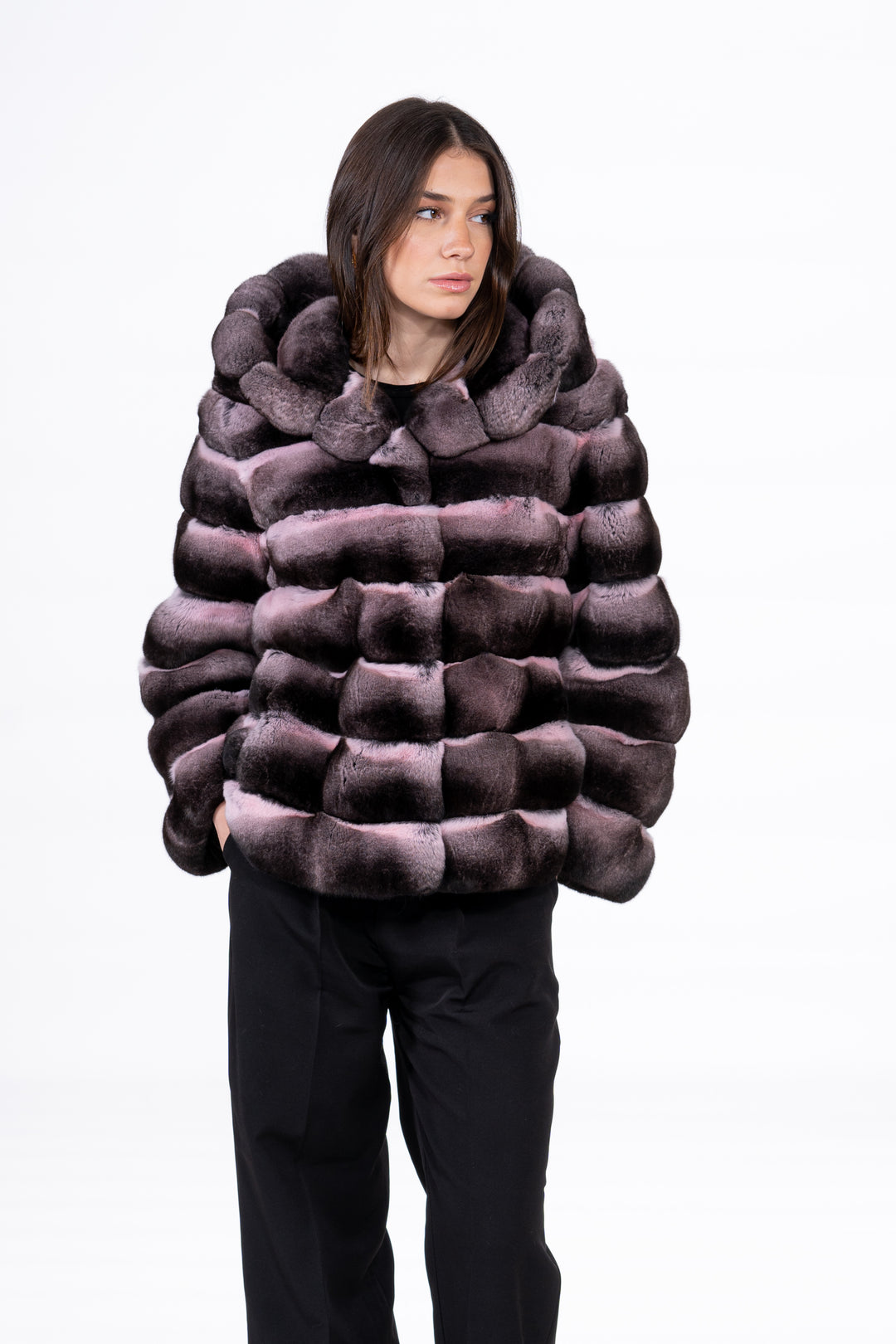 High-quality Pink Chinchilla fur coat for luxury lovers