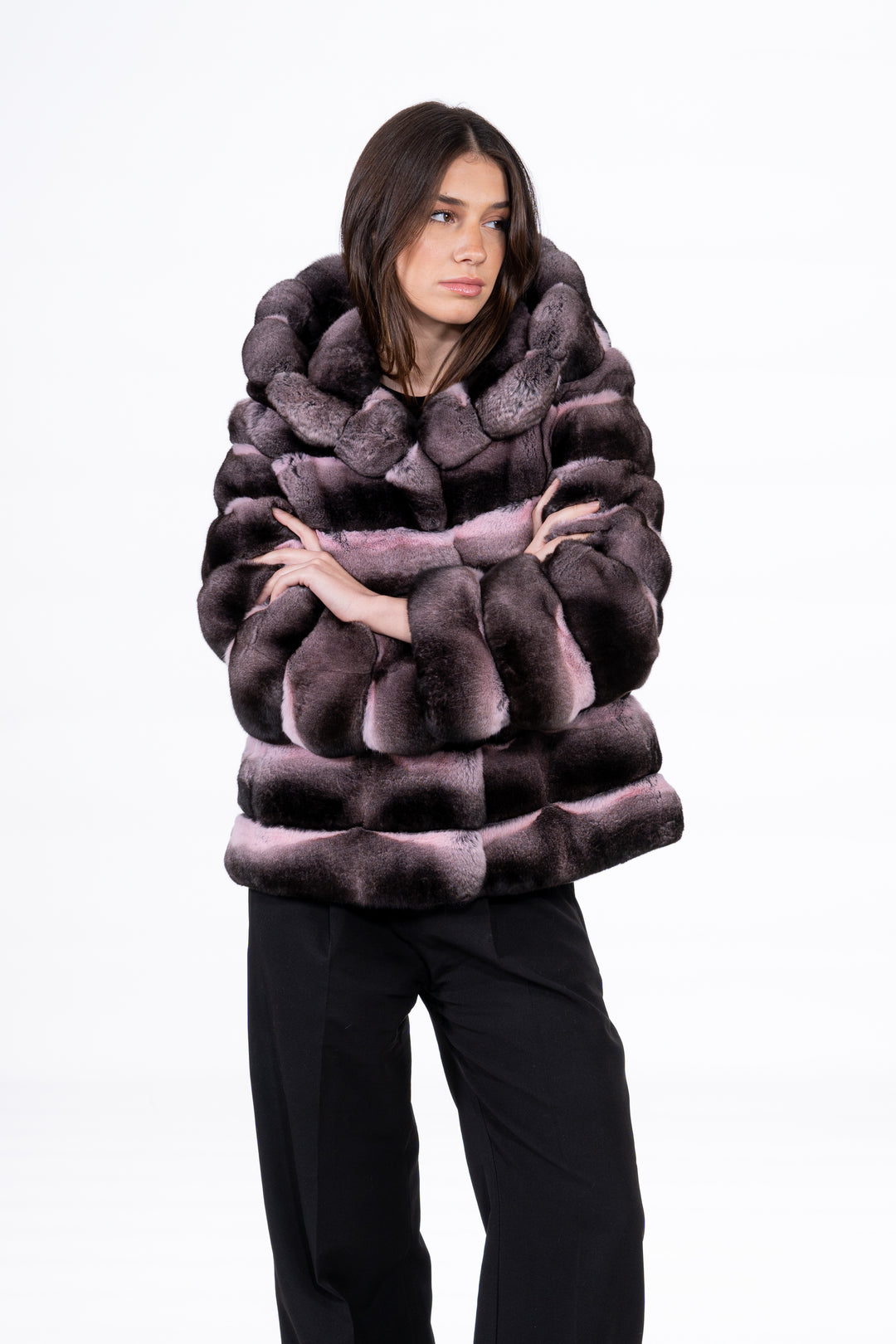 Manzari Pink Chinchilla fur coat for ultimate elegance