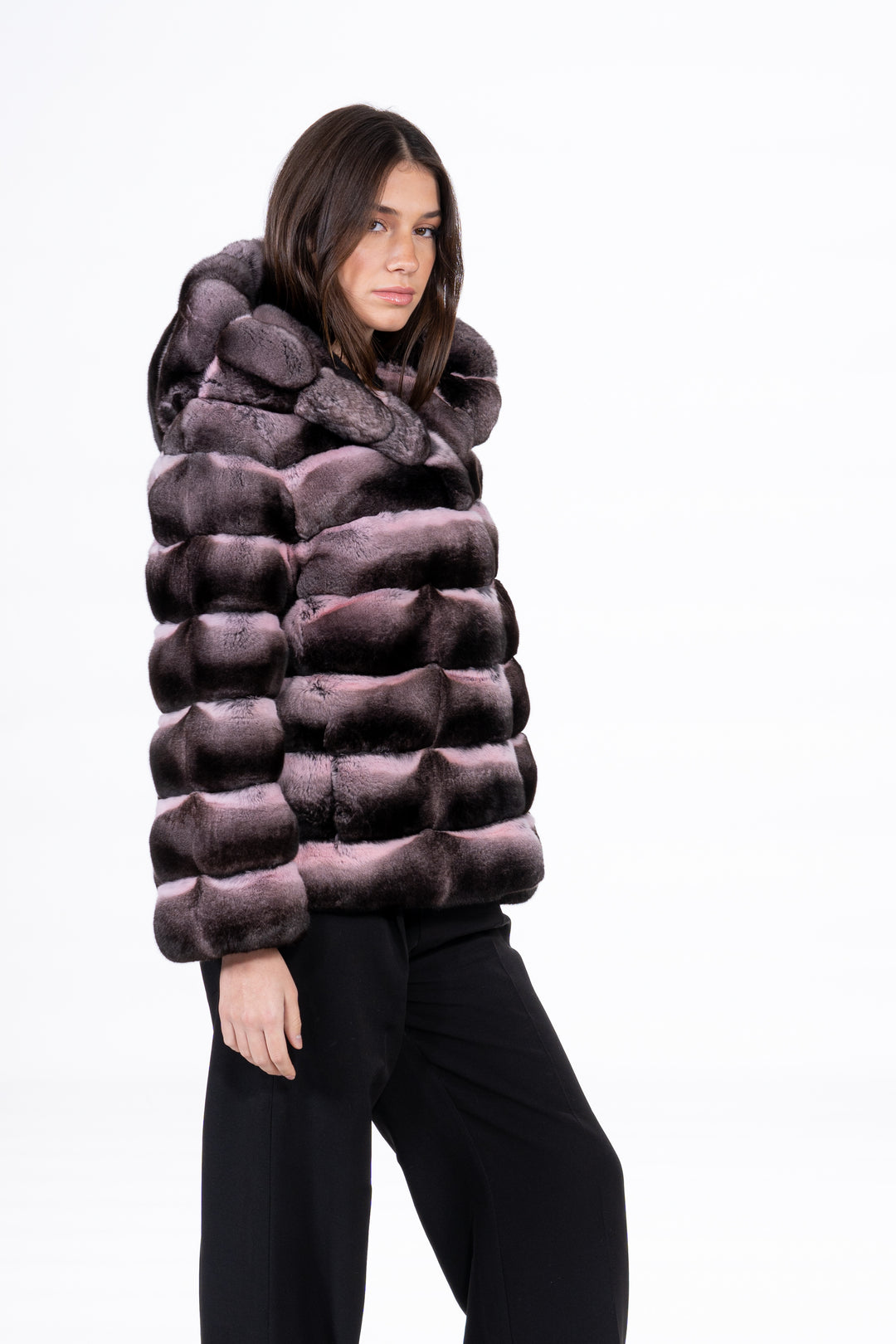 Manzari Pink Chinchilla fur coat for ultimate elegance