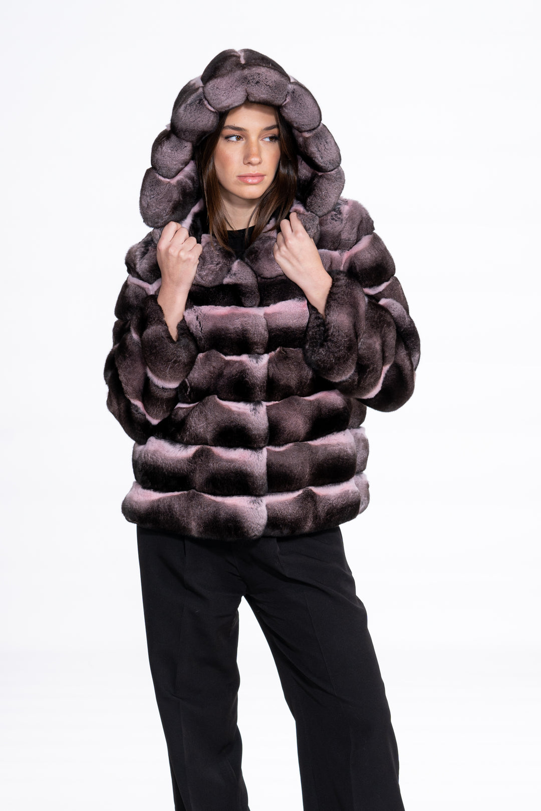 Manzari Pink Chinchilla fur coat for ultimate elegance