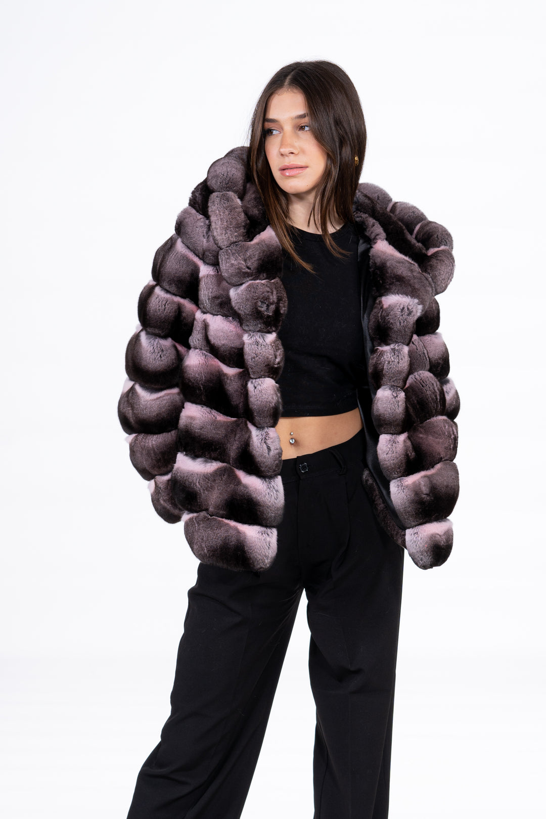 High-quality Pink Chinchilla fur coat for luxury lovers