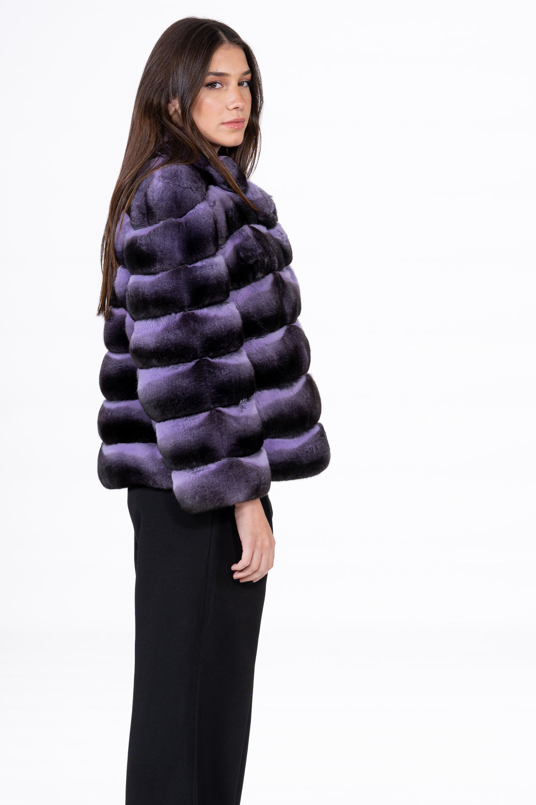 High-quality Lavender Chinchilla fur coat for luxury lovers