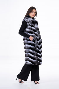 Model wearing a Natural Chinchilla fur coat by manzari
