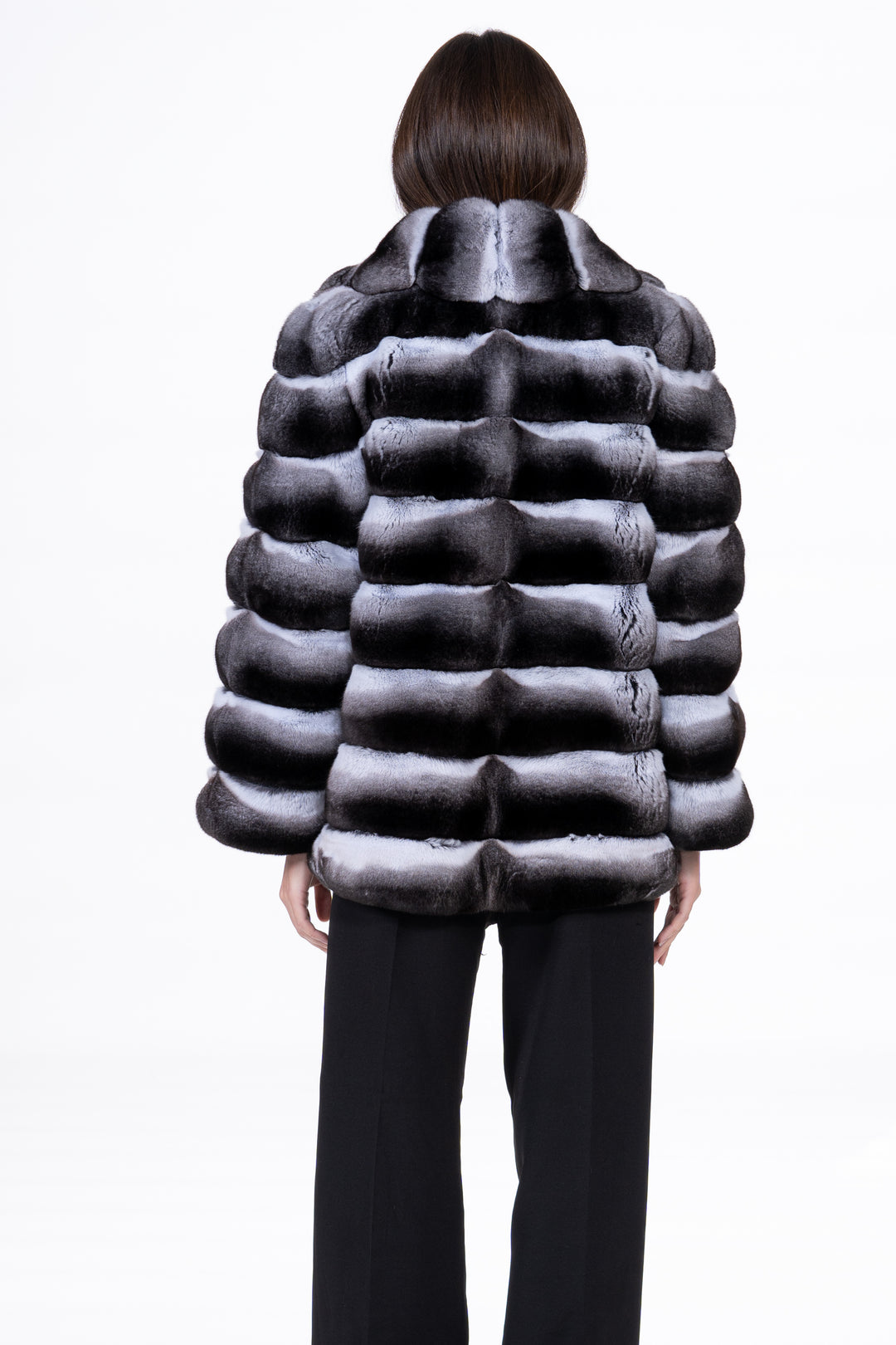 Model wearing a Natural Chinchilla fur coat by manzari