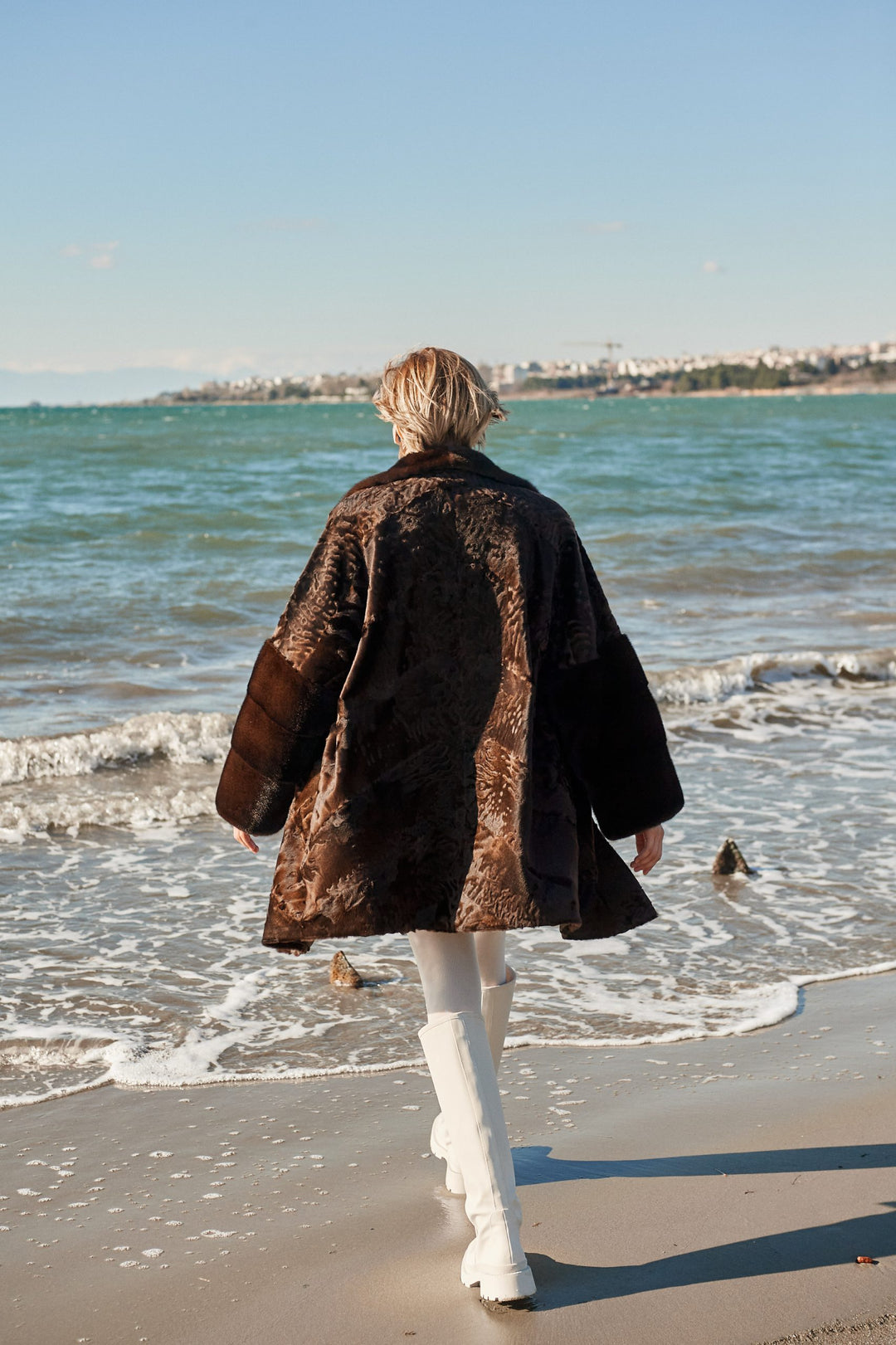 Stylish Chokolat Swakara fur coat by manzari