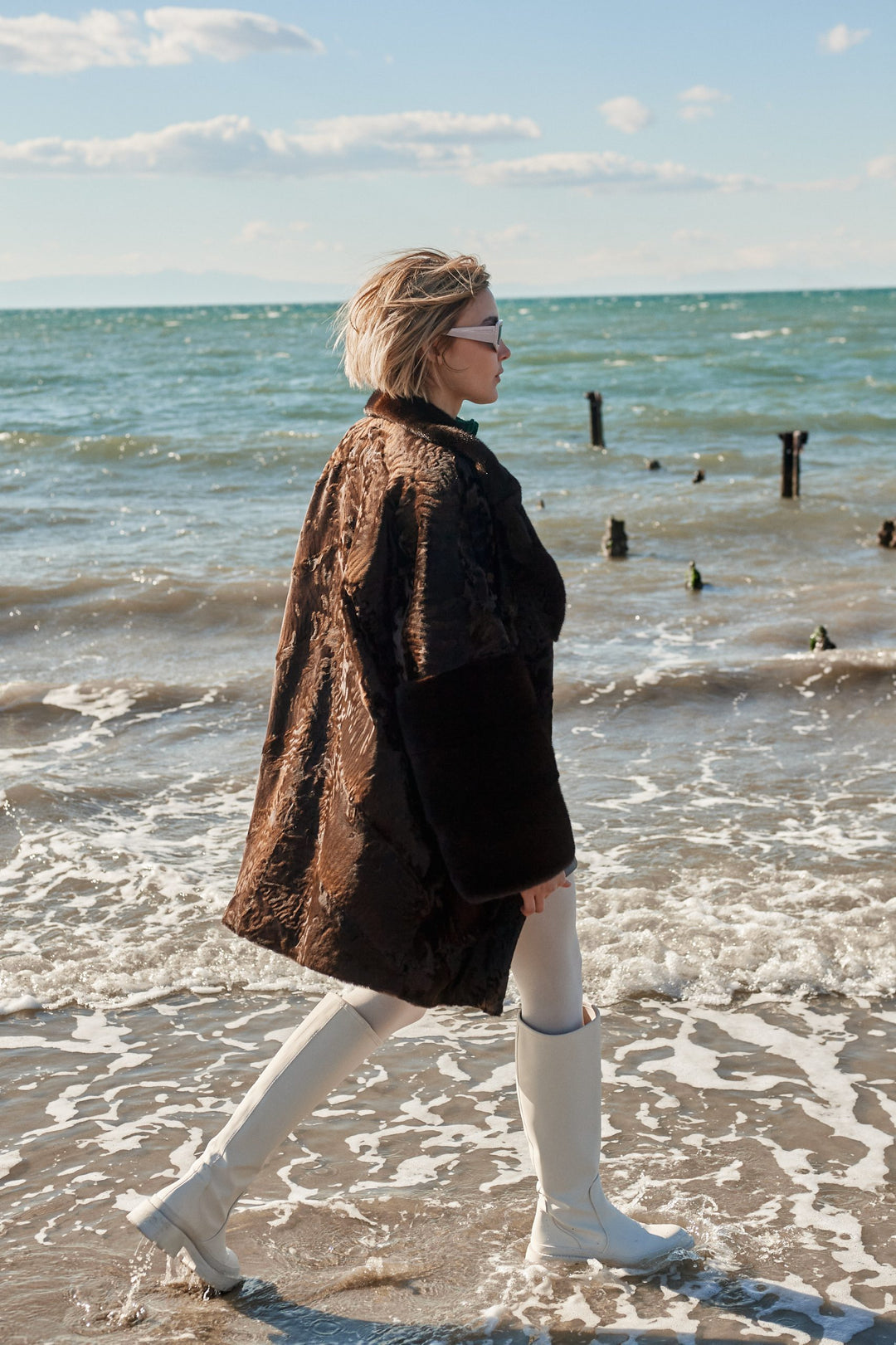 Manzari Chokolat Swakara fur coat for a bold look