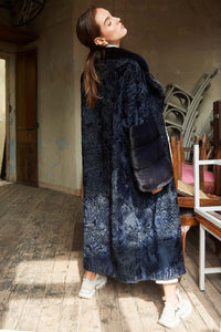 High-quality Blue Black Swakara fur coat for fashion enthusiasts