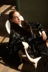 High-quality Black Swakara fur coat for fashion enthusiasts