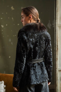 Sophisticated Black Swakara fur coat by manzari