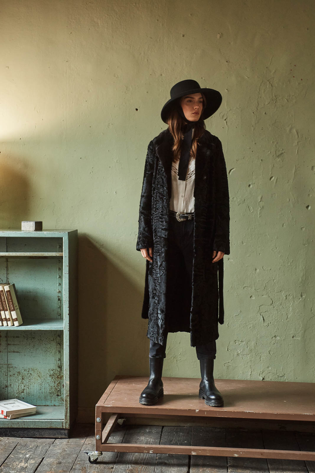 High-quality Black Swakara fur coat for fashion enthusiasts