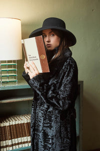 Manzari Black Swakara fur coat for a luxurious feel