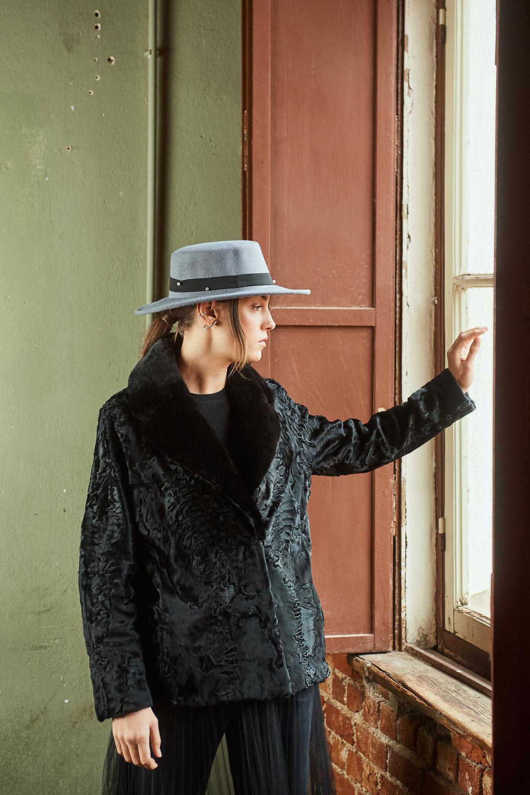 High-quality Black Swakara fur coat for fashion enthusiasts