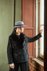 High-quality Black Swakara fur coat for fashion enthusiasts