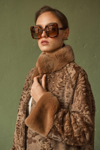 Premium Camel Swakara fur coat for a unique style