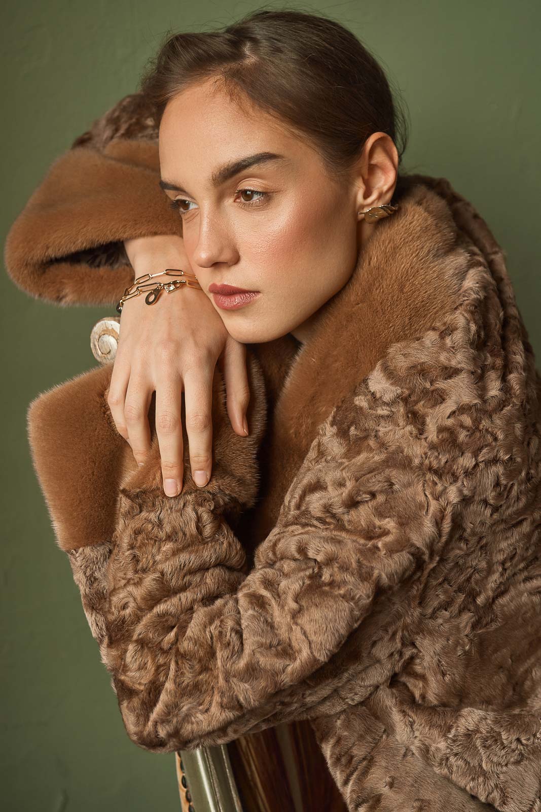 Manzari Camel Swakara fur coat for a luxurious feel