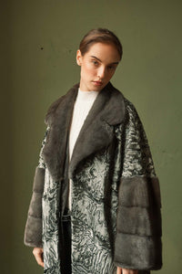 Chic Black Swakara fur coat by manzari for a standout look